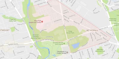 Mapa Mendiaren Dennis auzoa Toronto