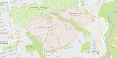 Mapa Moore Park auzo Toronto
