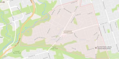 Mapa O ' Connor–Parkview auzoa Toronto