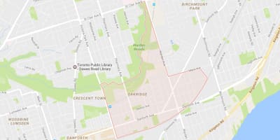 Mapa Oakridge auzoa Toronto