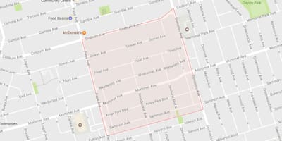Mapa Pape Herrixka auzoa Toronto