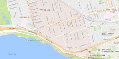 Mapa Parkdale auzoa Toronto