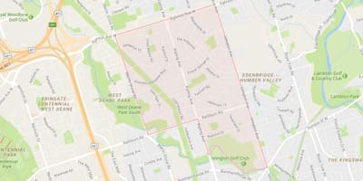 Mapa Printzesa Lorategiak auzoa Toronto