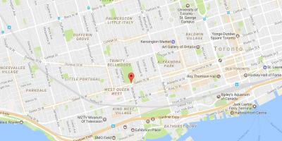 Mapa Queen Street West auzoan Toronto