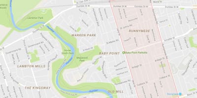 Mapa Runnymede auzoa Toronto
