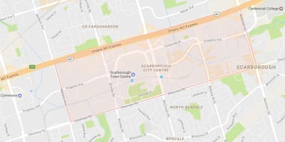 Mapa Scarborough hirigunea auzo Toronto