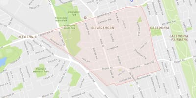 Mapa Silverthorn auzoa Toronto