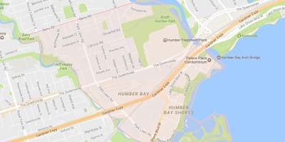 Mapa Stonegate-Queensway auzoa auzoa Toronto