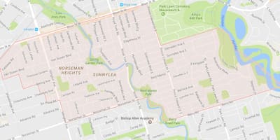 Mapa Sunnylea auzoa auzoa Toronto
