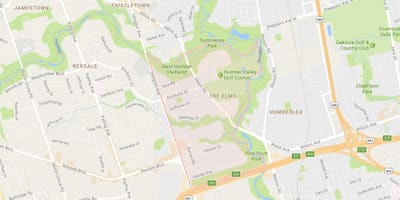 Mapa Elms auzoa Toronto