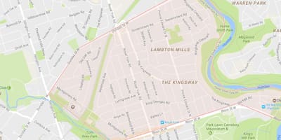 Mapa Kingsway auzoa Toronto