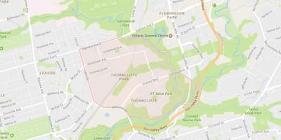 Mapa Thorncliffe Park auzo Toronto