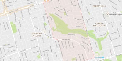 Mapa Tichester auzoa Toronto