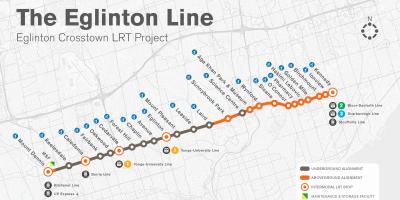 Mapa Toronto Eglinton metro line proiektua