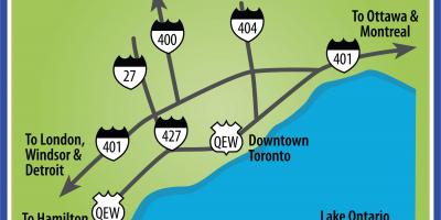 Mapa Toronto gidatzeko norabide