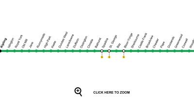 Mapa Toronto metro line 2 Bloor-Danforth