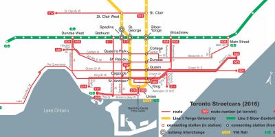Mapa Toronto tranbia sistema