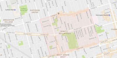 Mapa Trinity–Bellwoods auzoa Toronto