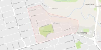 Mapa Wanless Park auzo Toronto