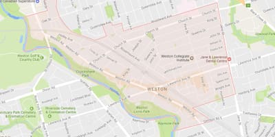 Mapa Weston auzoa Toronto