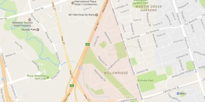 Mapa Willowridge auzoa Toronto