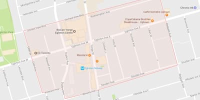 Mapa Yonge eta Eglinton auzoa Toronto