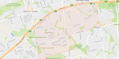 Mapa York Mills auzoa Toronto