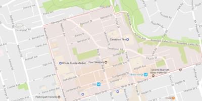 Mapa Yorkville auzoa Toronto